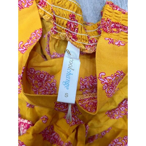 Cool Change Womens Yellow Red Paisley Elastic Waist Ruffle Hem Midi Skirt Size S - Picture 5 of 8